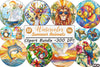 Round Stained Glass Summer Animals Clipart Bundle