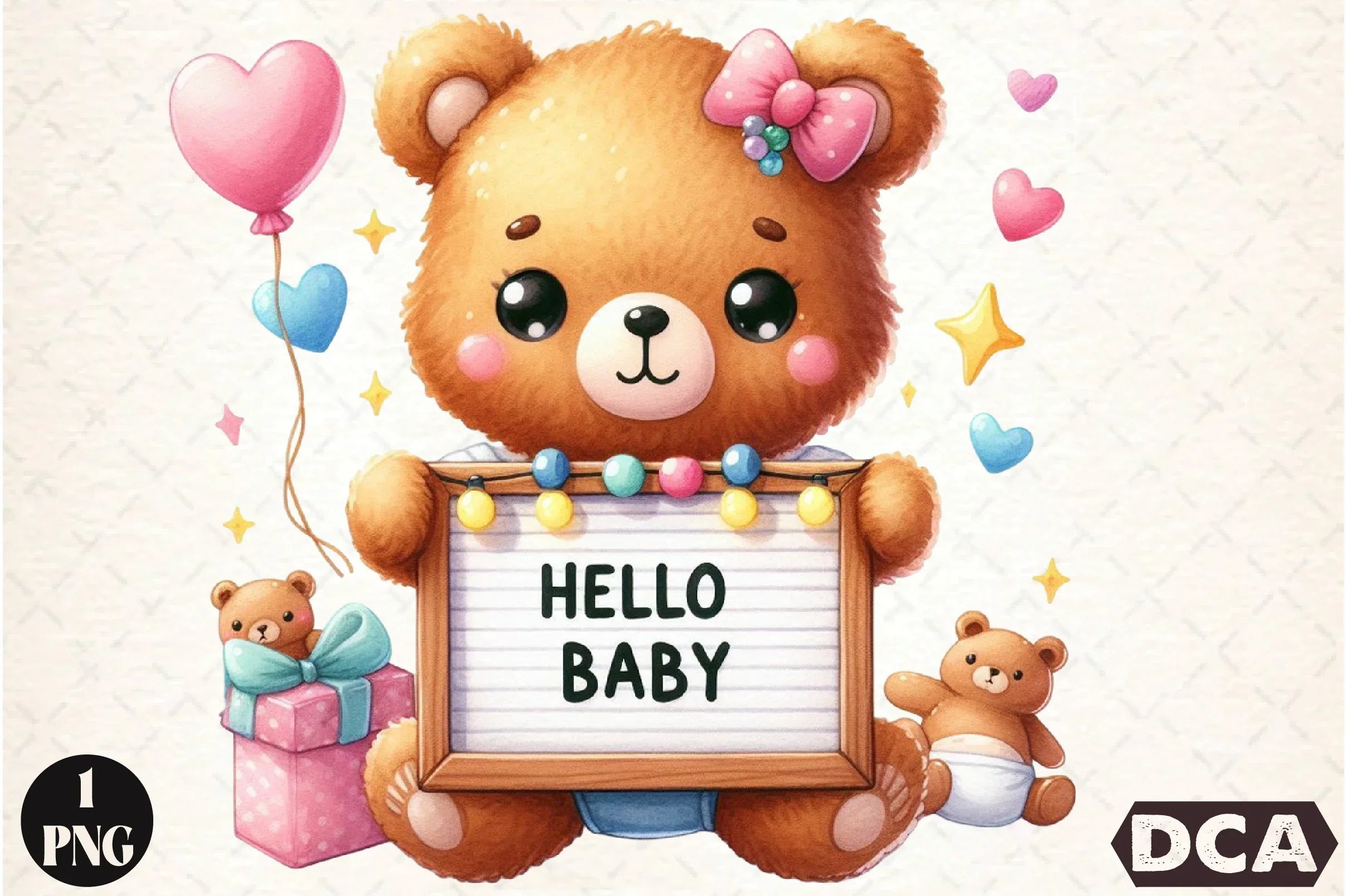 Kawaii Neutral Teddy Bear Hallo Baby Clipart Bundle - CraftNest - Digital Crafting and Art