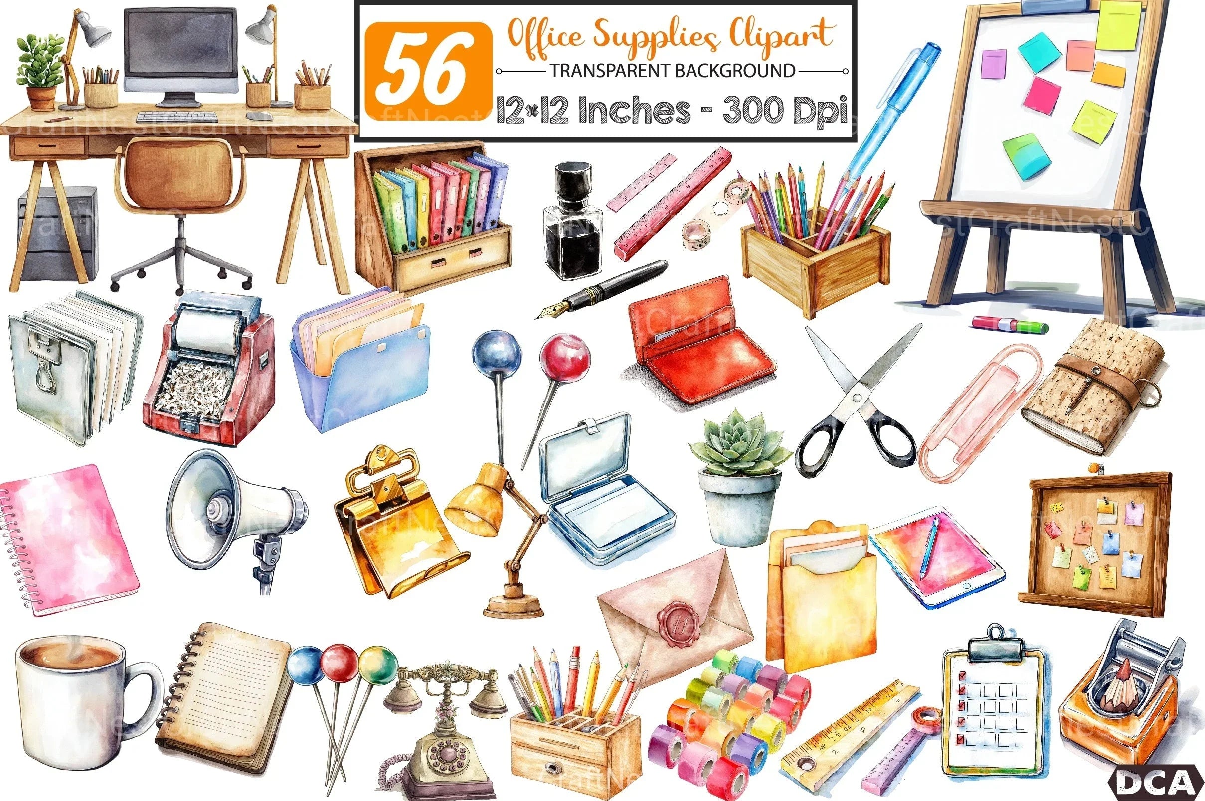 Office Supplies Clipart Bundle - CraftNest - Digital Crafting and Art