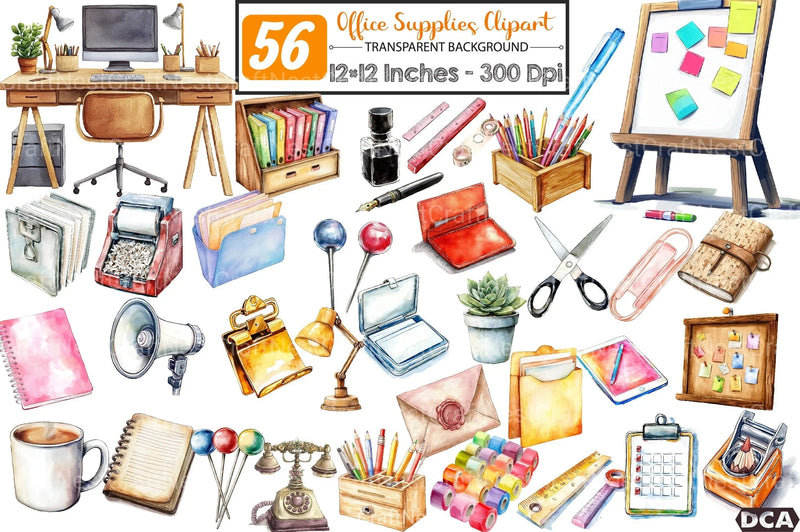 Office Supplies Clipart Bundle - CraftNest - Digital Crafting and Art
