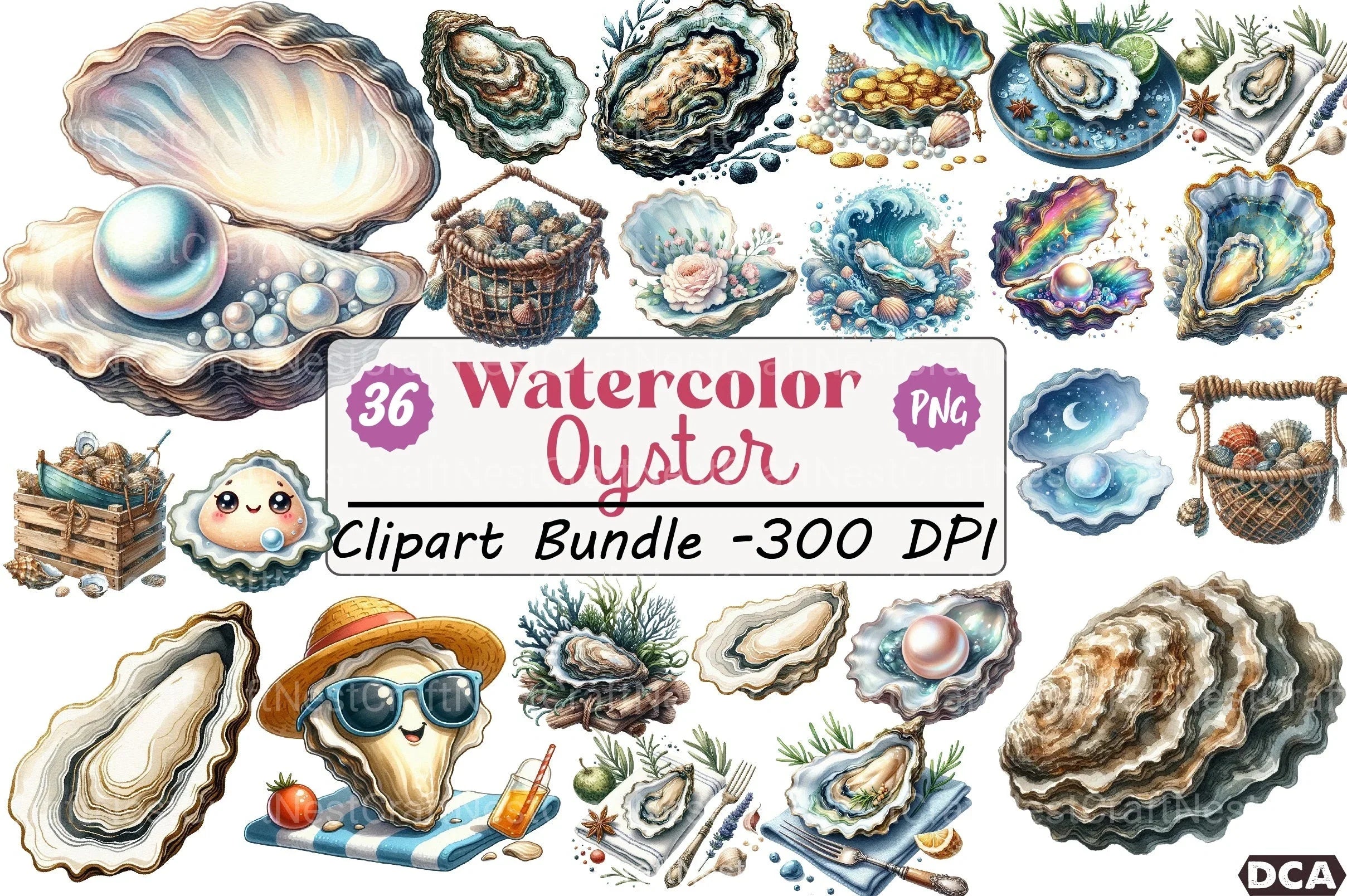Oyster Clipart Bundle - CraftNest - Digital Crafting and Art