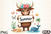 Summer Highland Cow Clipart Bundle