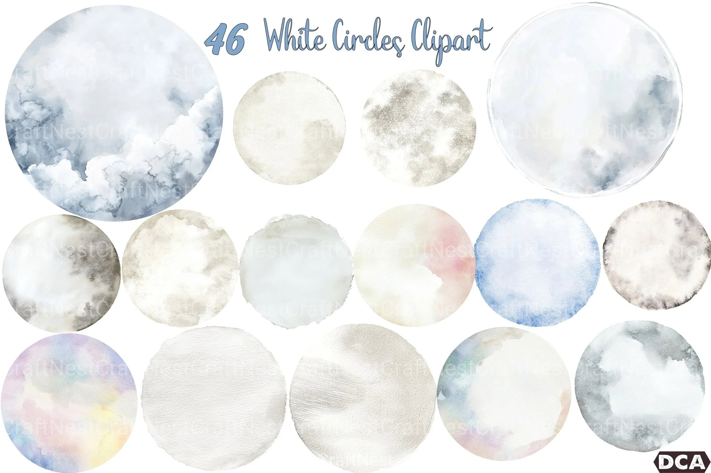 White Circles Clipart Bundle - CraftNest - Digital Crafting and Art