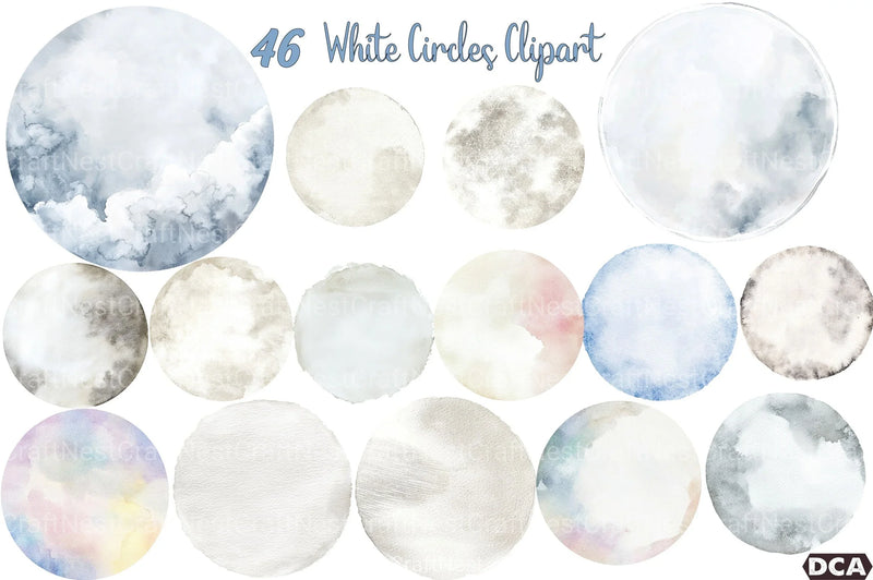 White Circles Clipart Bundle - CraftNest - Digital Crafting and Art