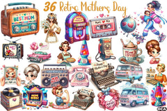 Retro Mother's Day Clipart Bundle 1 - CraftNest - Digital Crafting and Art