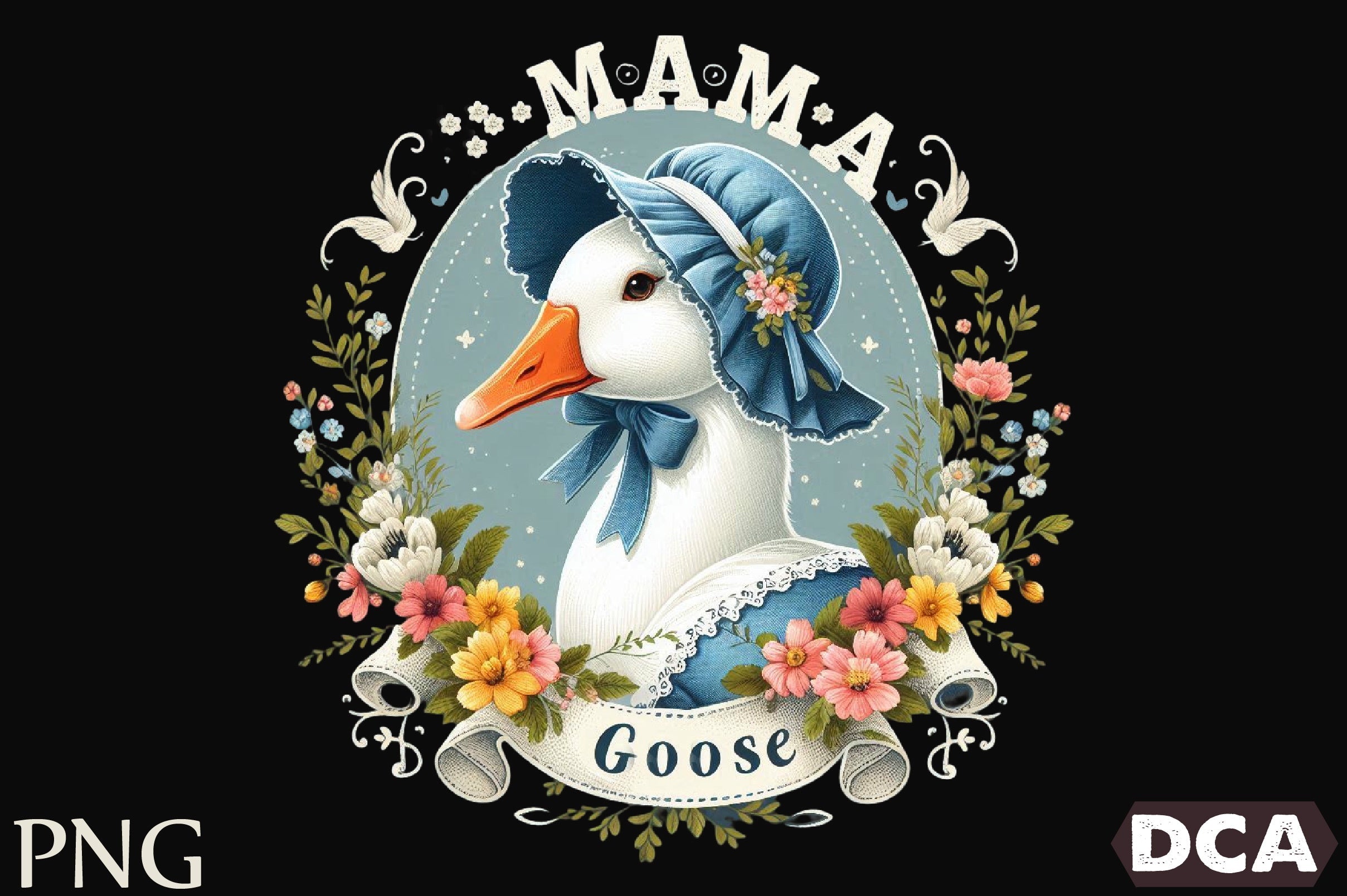 Cute Mother's Day Mama Goose Flowers Clipart Bundle