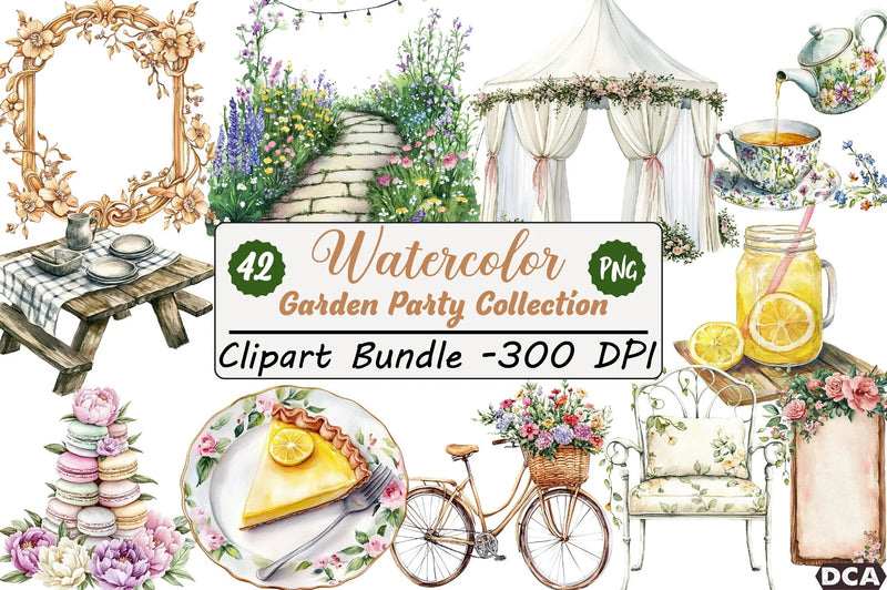 Garden Party Clipart Bundle Collection - CraftNest - Digital Crafting and Art