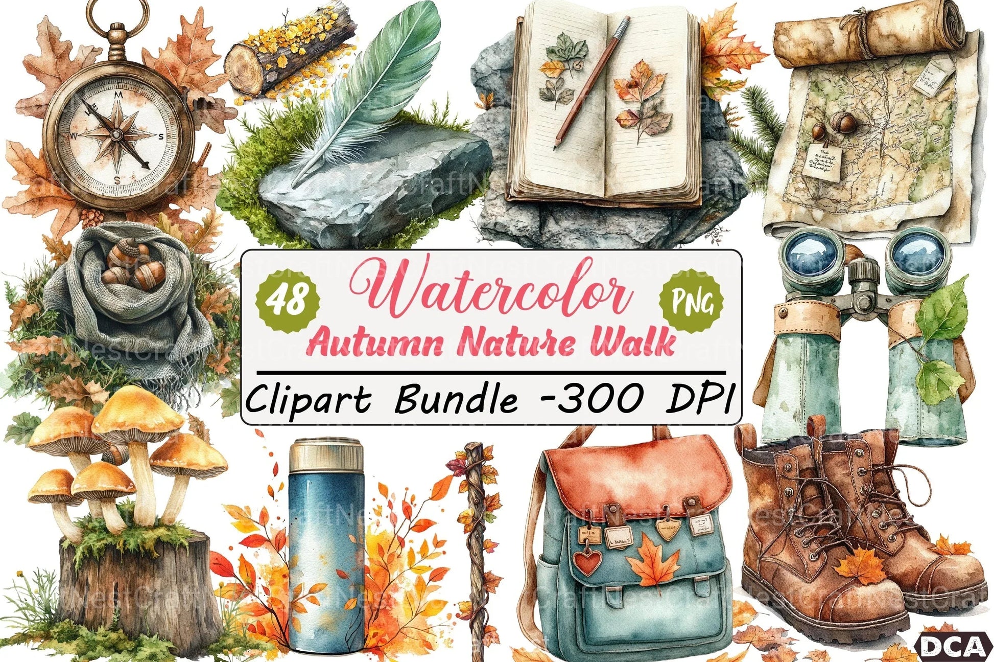 Autumn Nature Walk Clipart Bundle 1 - CraftNest - Digital Crafting and Art
