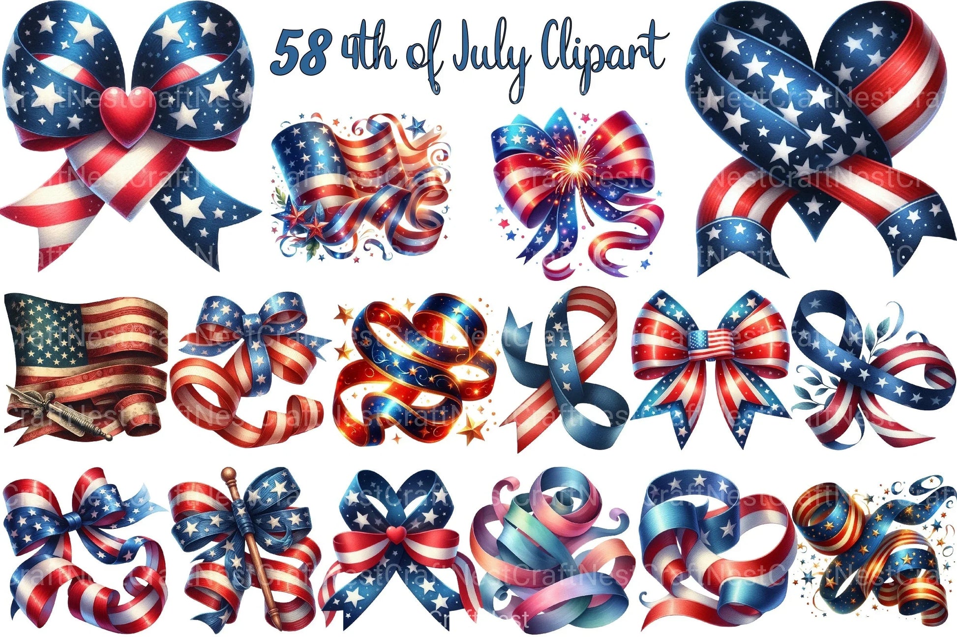 Patriotic 4th of July Clipart Bundle - CraftNest - Digital Crafting and Art