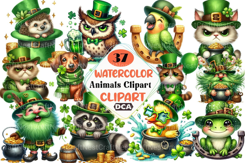 St. Patrick's Day Animal Clipart Bundle - CraftNest - Digital Crafting and Art
