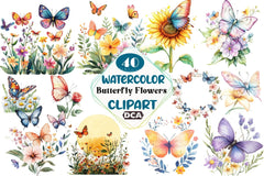 Butterfly Flowers Clipart Bundle 99 - CraftNest - Digital Crafting and Art