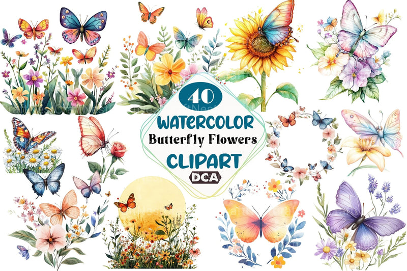 Butterfly Flowers Clipart Bundle 99 - CraftNest - Digital Crafting and Art