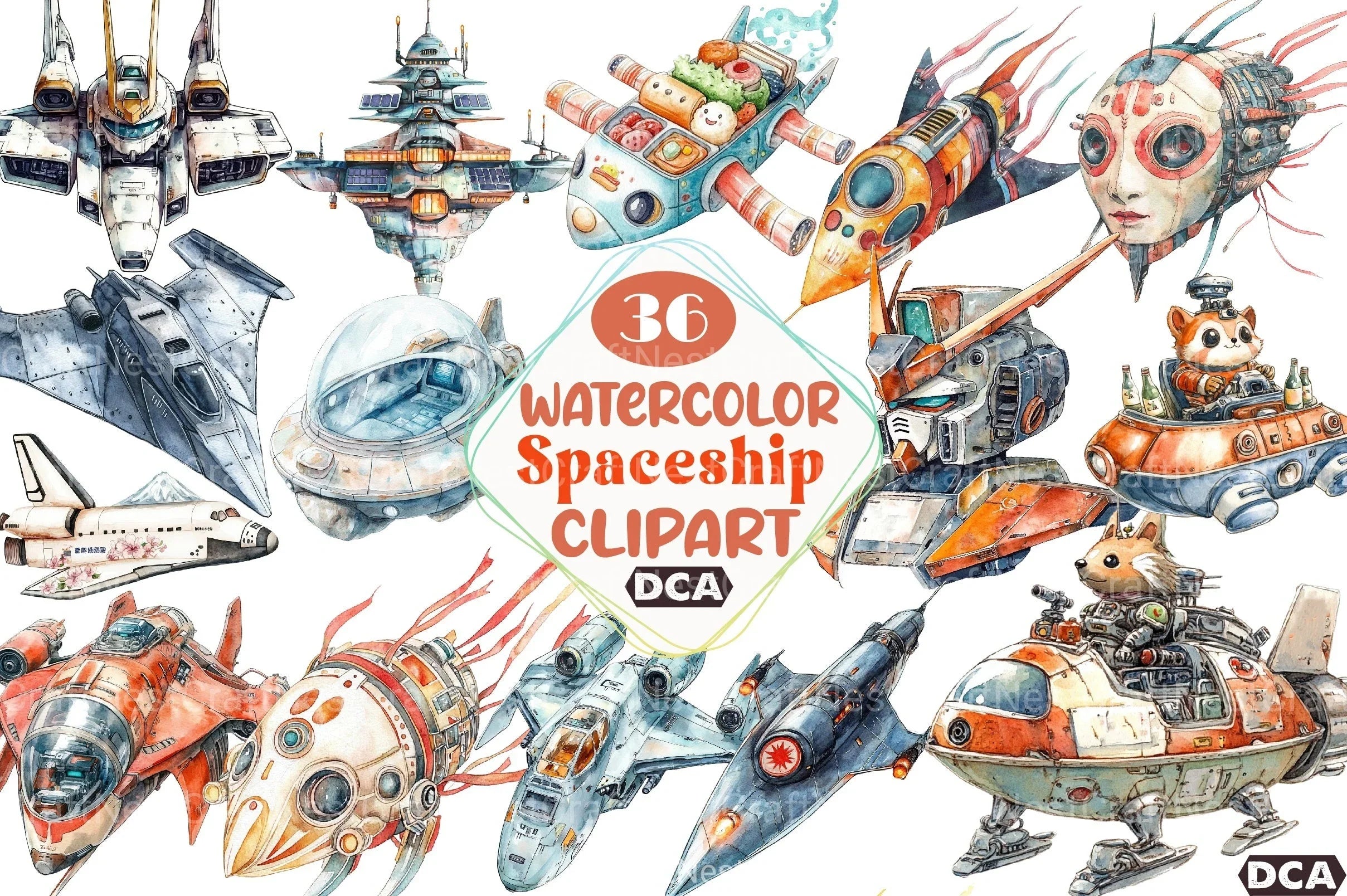 Japanese Spaceship Clipart Bundle - CraftNest - Digital Crafting and Art