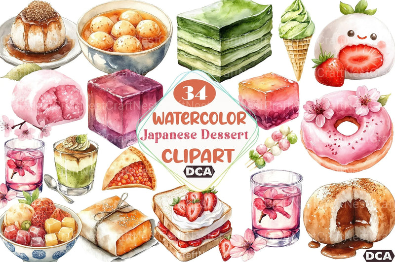 Japanese Dessert Clipart Bundle - CraftNest - Digital Crafting and Art