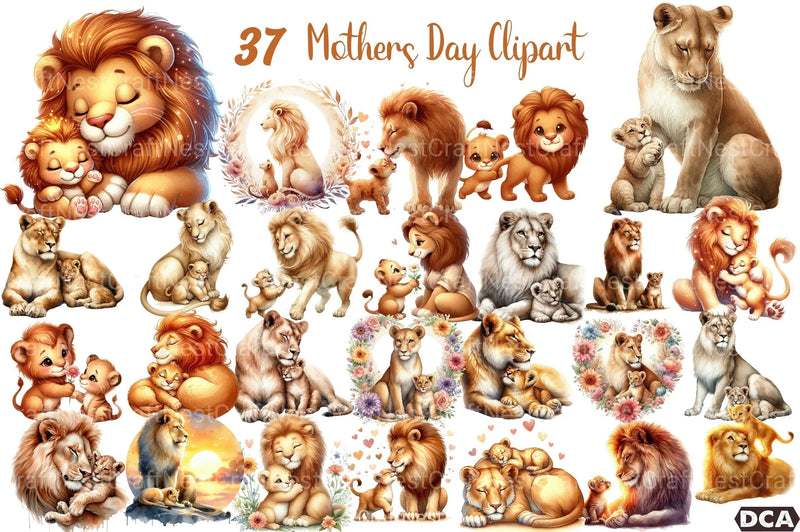 Lion Mother's Day Clipart Bundle - CraftNest - Digital Crafting and Art