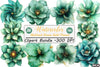 Abstract Green Gold Flower Clipart Bundle