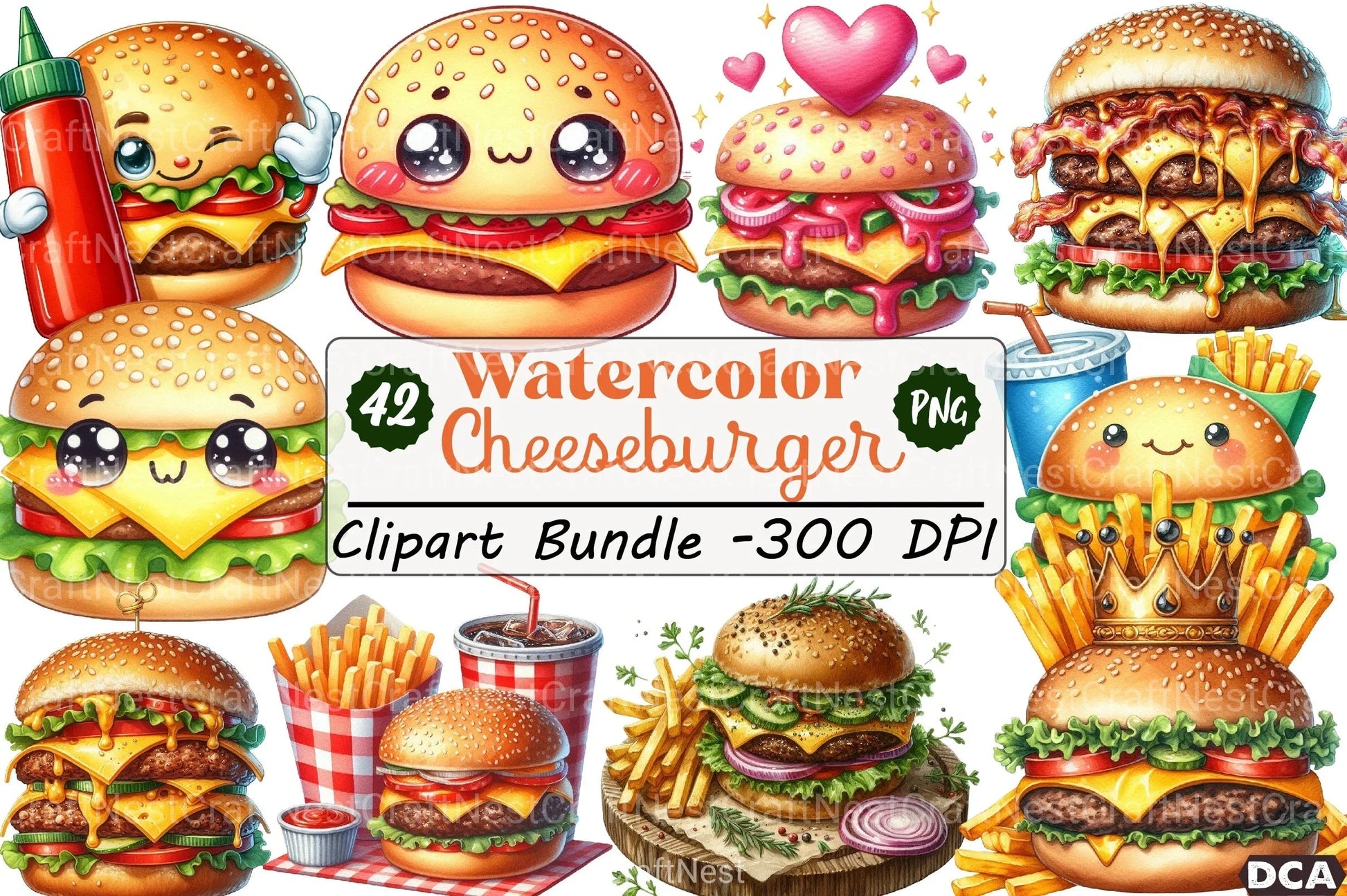 Cheeseburger Clipart Bundle 99 - CraftNest - Digital Crafting and Art