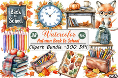 Autumn Back to School Clipart Bundle - CraftNest - Digital Crafting and Art