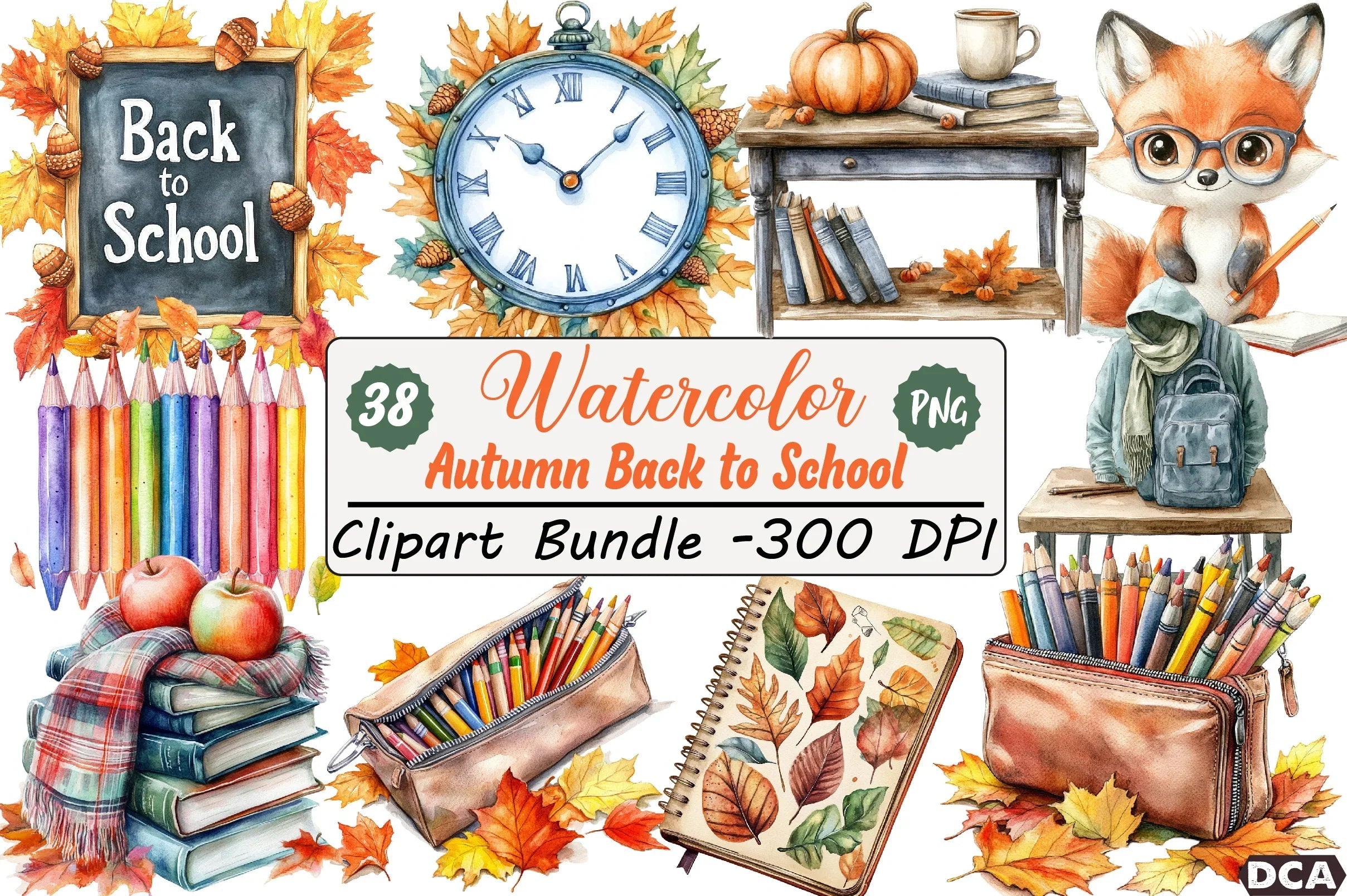 Autumn Back to School Clipart Bundle - CraftNest - Digital Crafting and Art