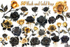 Black and Gold Rose Clipart Bundle