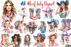 Coquette Cowgirl 4th of July Clipart Bundle 99 - CraftNest - Digital Crafting and Art