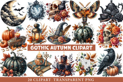 Gothic Autumn Clipart Bundle - CraftNest - Digital Crafting and Art