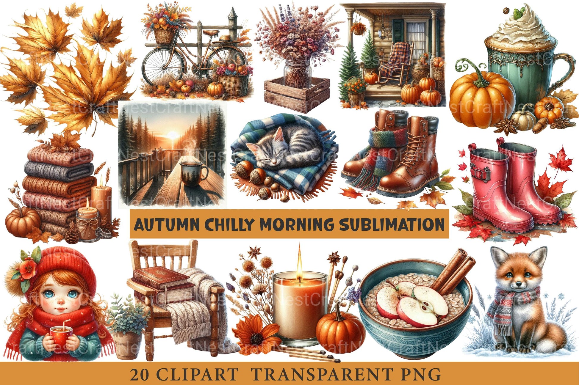 Autumn Chilly Morning Clipart - CraftNest - Digital Crafting and Art