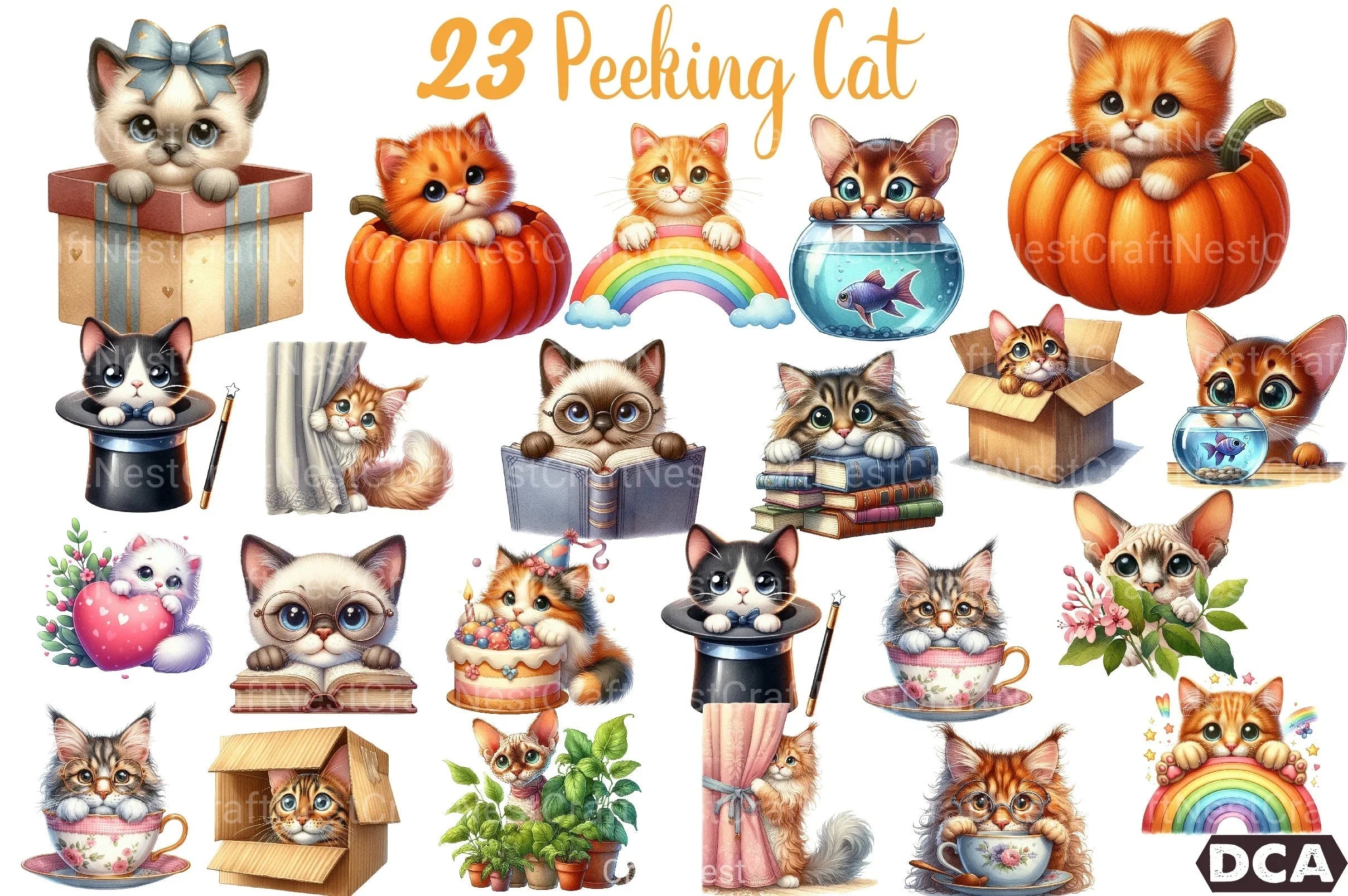 Peeking Cat Breed Clipart Bundle - CraftNest - Digital Crafting and Art