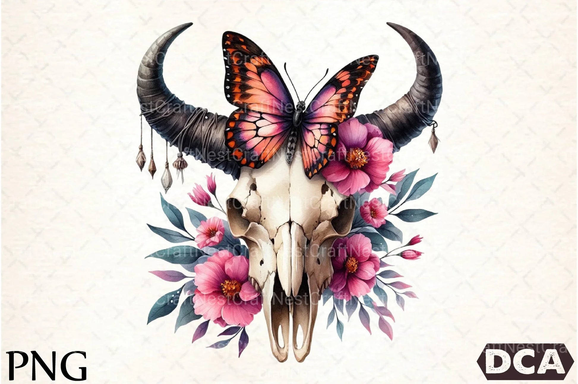 Bull Skull with Horns Clipart Bundle - CraftNest - Digital Crafting and Art