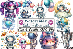 Cute Astronaut Clipart Bundle - CraftNest - Digital Crafting and Art