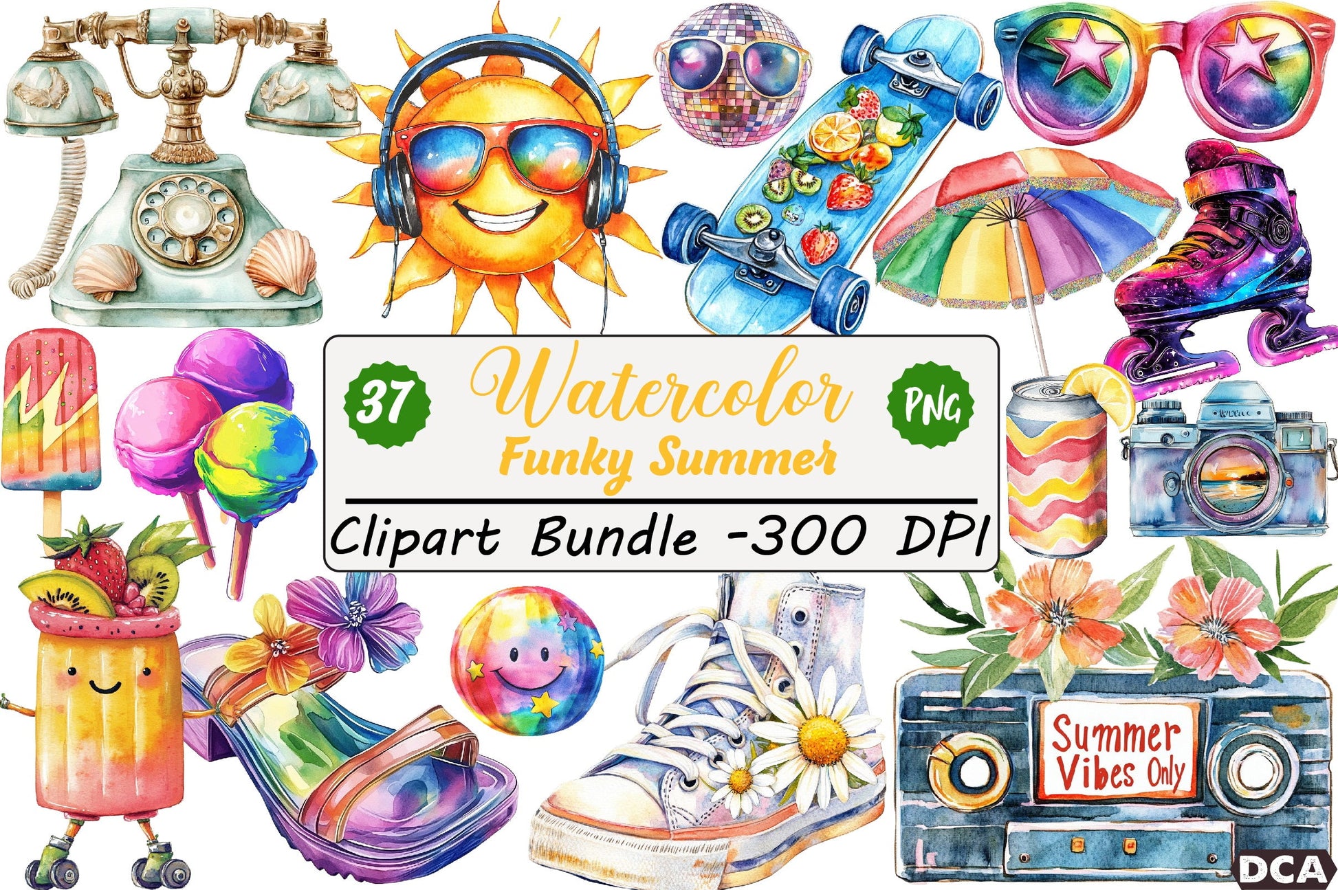 Funky Summer Clipart Bundle - CraftNest - Digital Crafting and Art