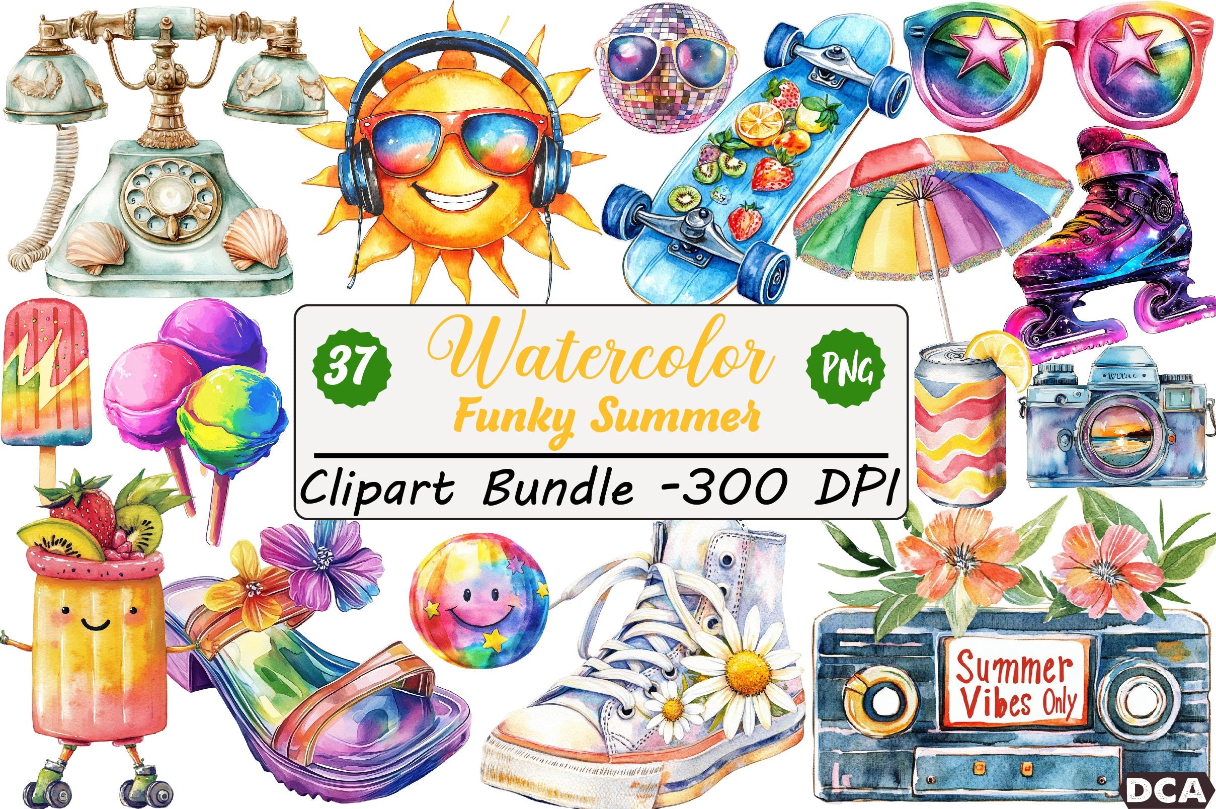 Funky Summer Clipart Bundle - CraftNest - Digital Crafting and Art