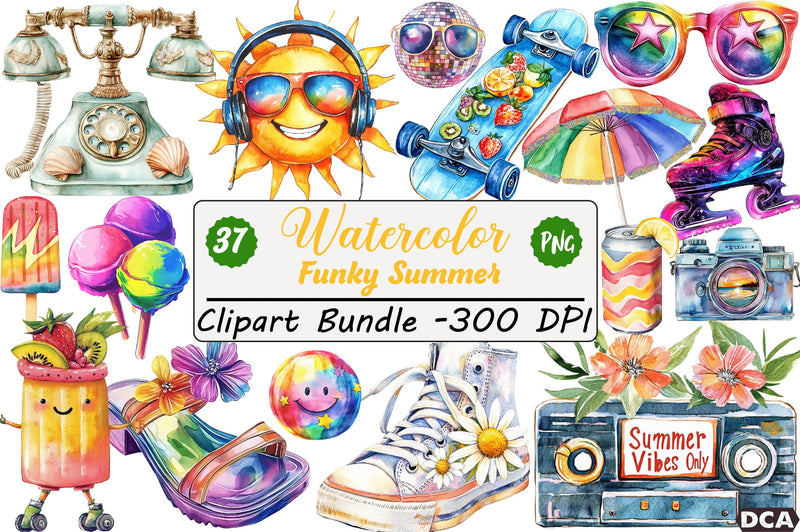 Funky Summer Clipart Bundle - CraftNest - Digital Crafting and Art