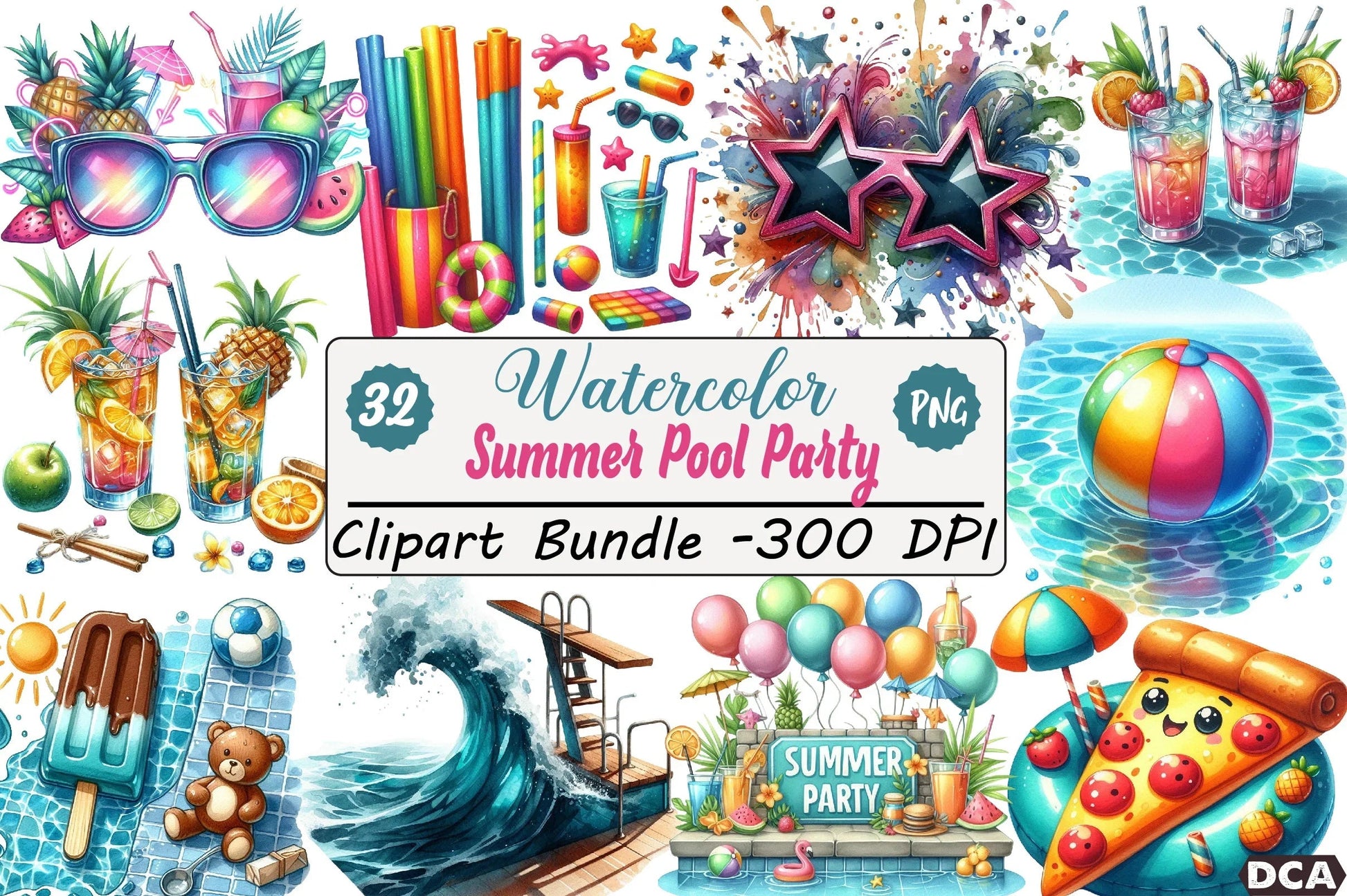 Summer Pool Party Clipart Bundle - CraftNest - Digital Crafting and Art