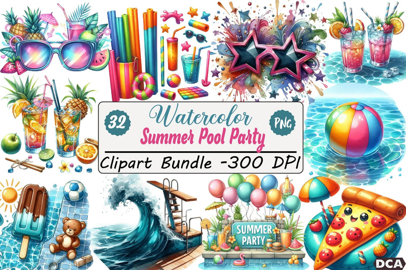 Summer Pool Party Clipart Bundle - CraftNest - Digital Crafting and Art