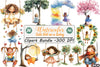 Cute Girl on Swing Clipart Bundle
