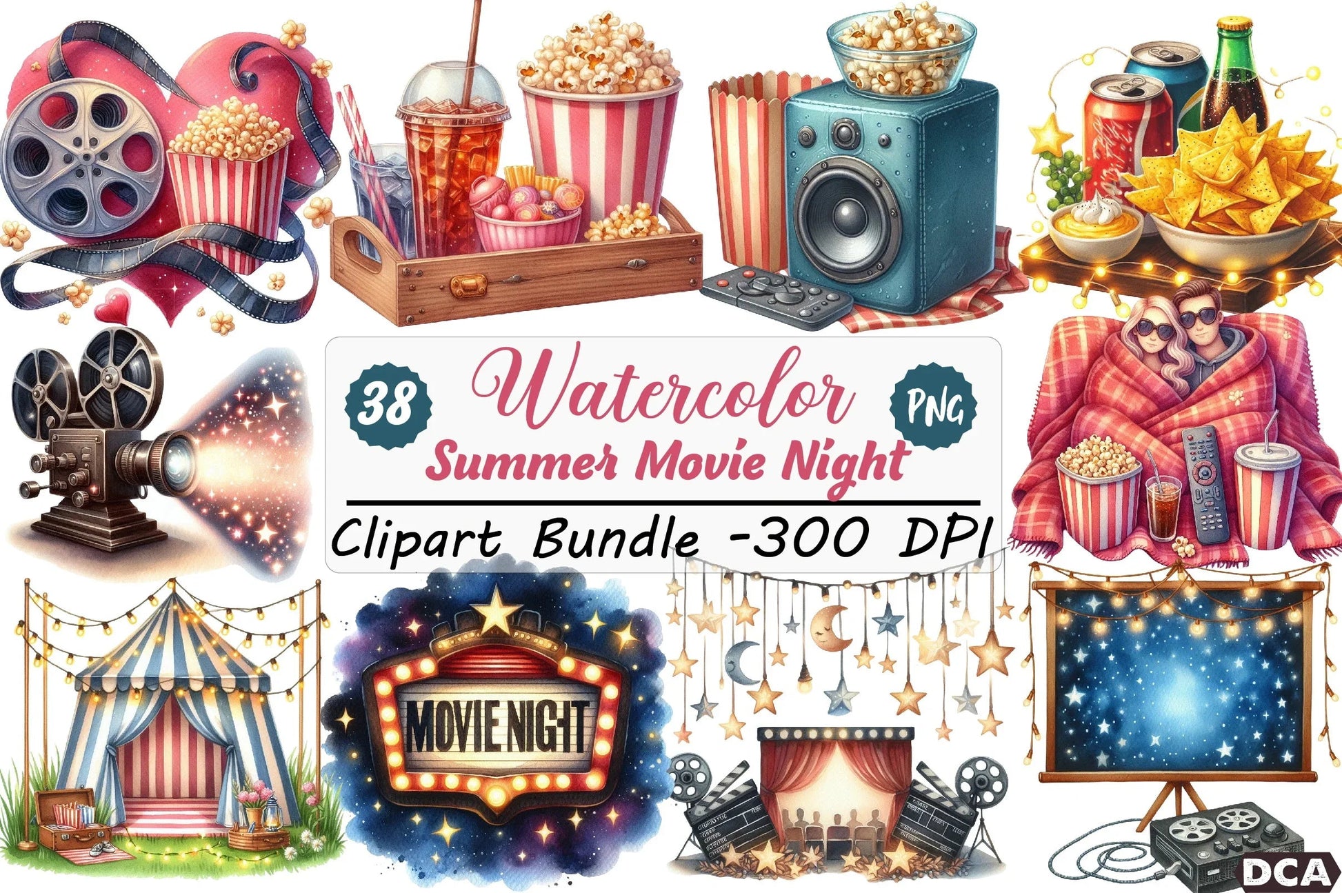 Summer Movie Night Clipart Bundle - CraftNest - Digital Crafting and Art