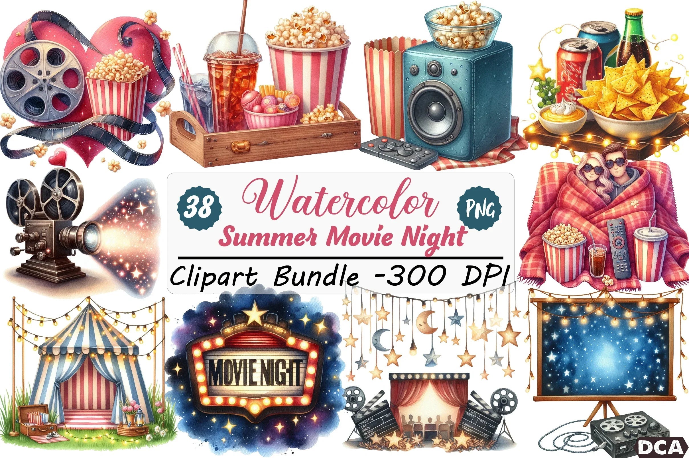 Summer Movie Night Clipart Bundle - CraftNest - Digital Crafting and Art