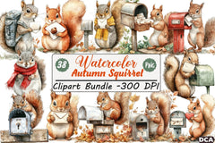 Autumn Squirrel with Mailbox Clipart Bundle 4 - CraftNest - Digital Crafting and Art