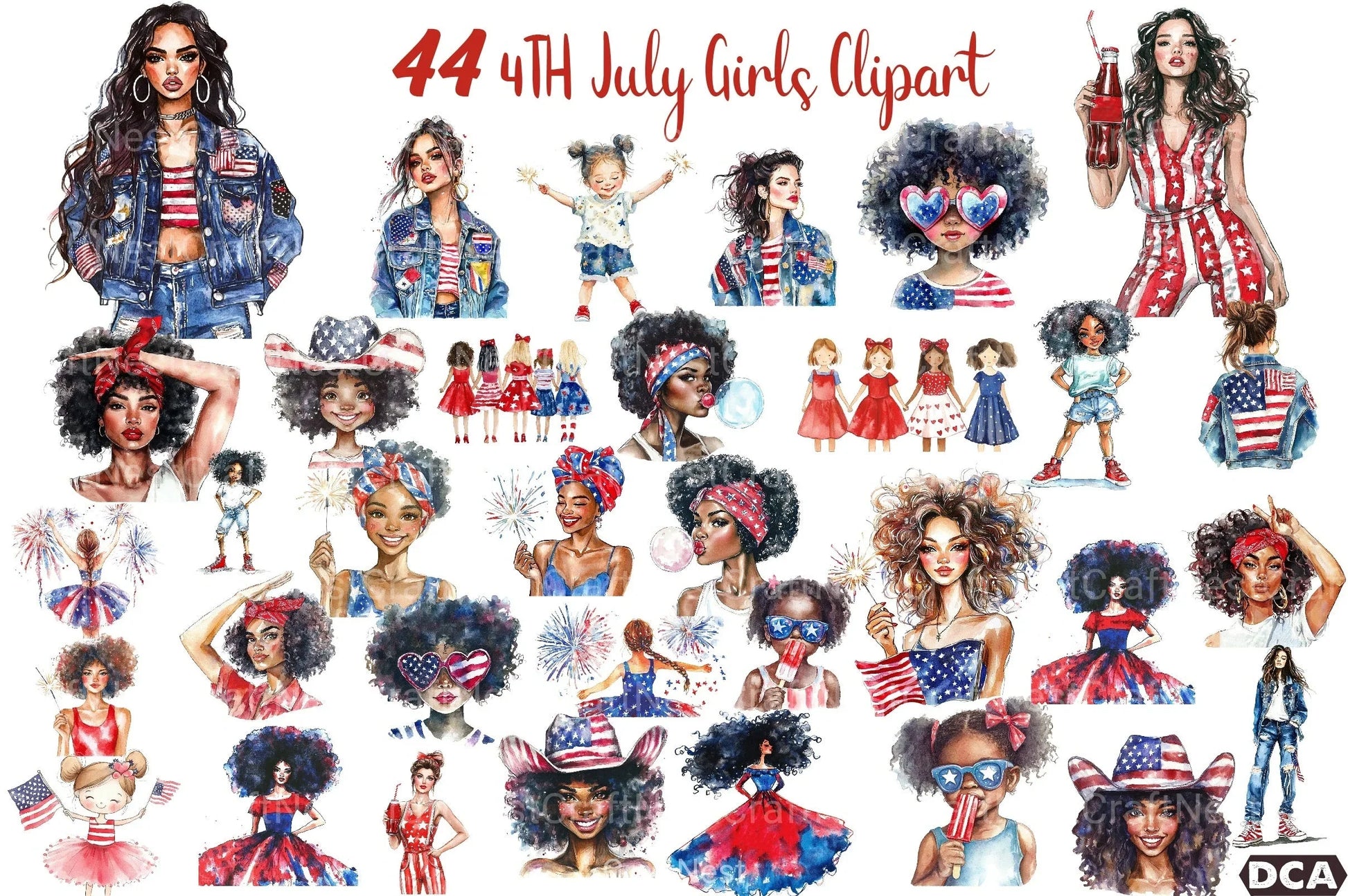 4th July Girls Clipart Bundle - CraftNest - Digital Crafting and Art