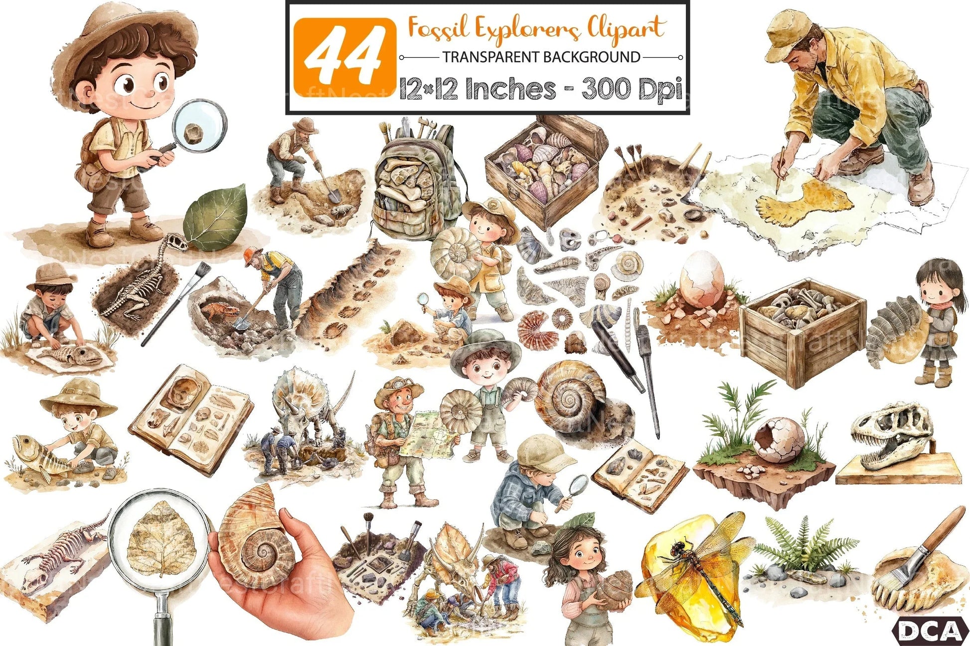 Fossil Explorers Clipart Bundle - CraftNest - Digital Crafting and Art