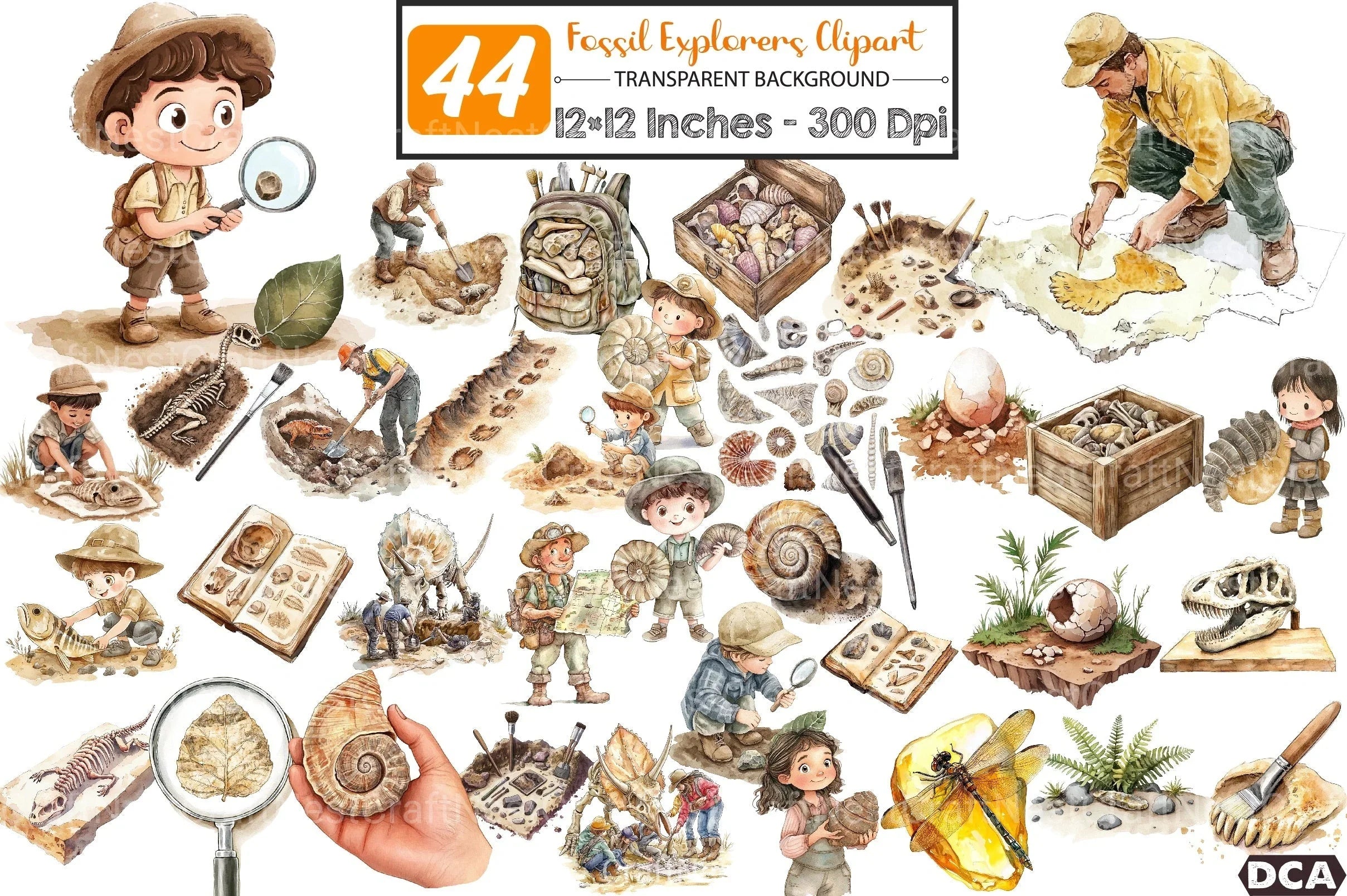 Fossil Explorers Clipart Bundle - CraftNest - Digital Crafting and Art