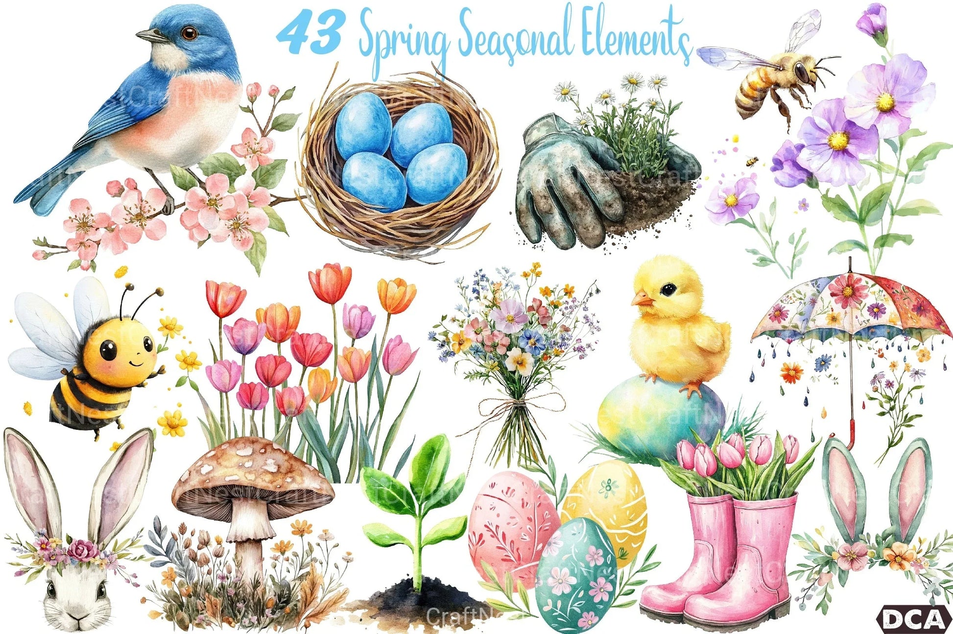 Spring Seasonal Elements Clipart Bundle 99 - CraftNest - Digital Crafting and Art