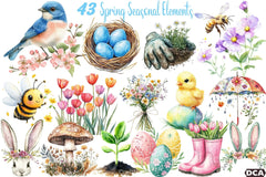 Spring Seasonal Elements Clipart Bundle 99 - CraftNest - Digital Crafting and Art