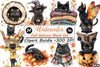 Fall Autumn Black Cat Clipart Bundle
