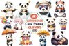Cute Panda Clipart Bundle