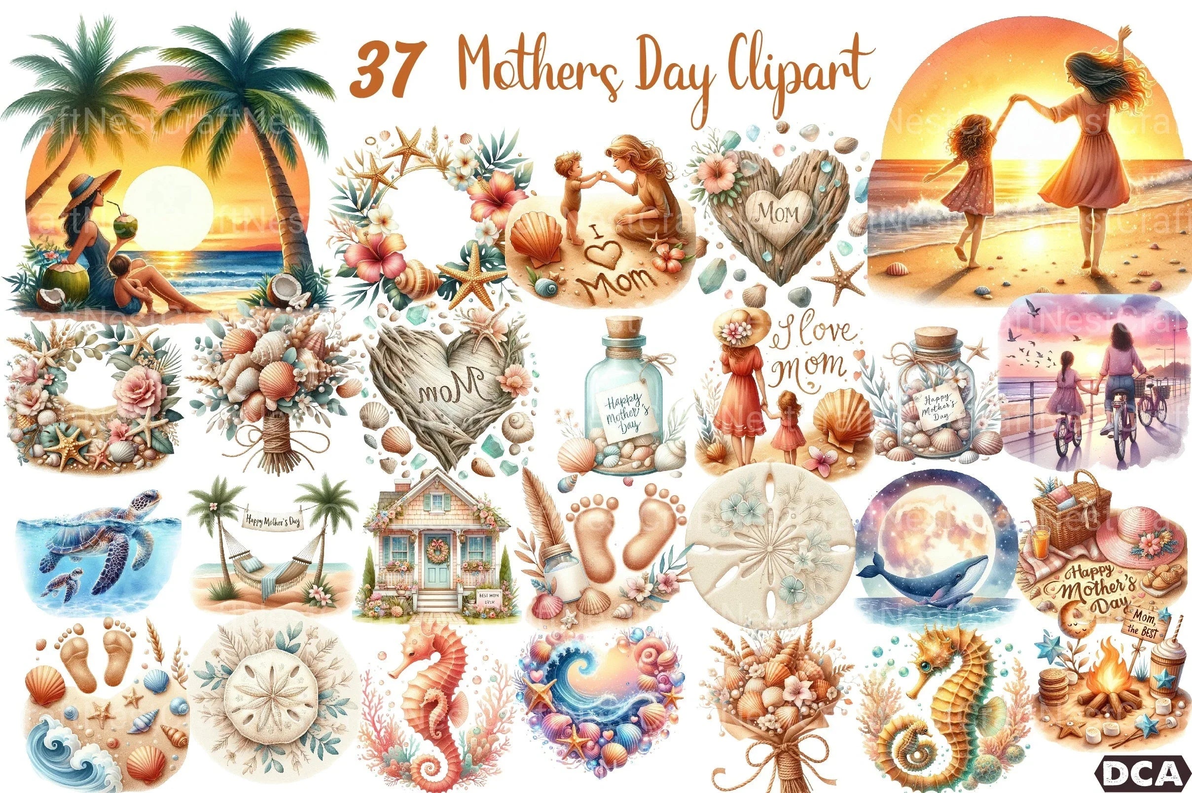 Mother's Day Beach Clipart Bundle - CraftNest - Digital Crafting and Art