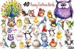 Funny Cartoon Birds Clipart Bundle - CraftNest - Digital Crafting and Art