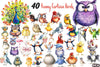Funny Cartoon Birds Clipart Bundle