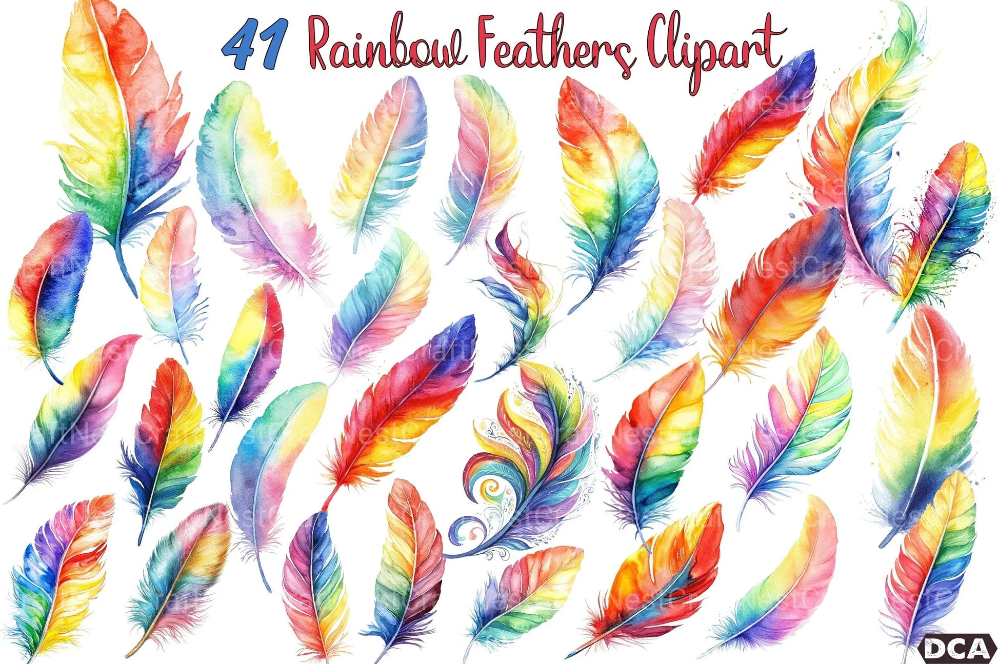 Rainbow Feathers Clipart Bundle 88 - CraftNest - Digital Crafting and Art